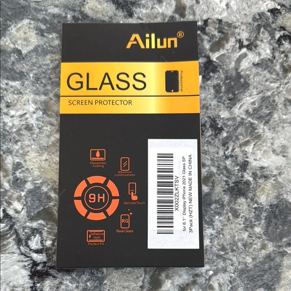 Ailun Black Tempered Glass Screen Protector for iPhone 2021 6.1” Display